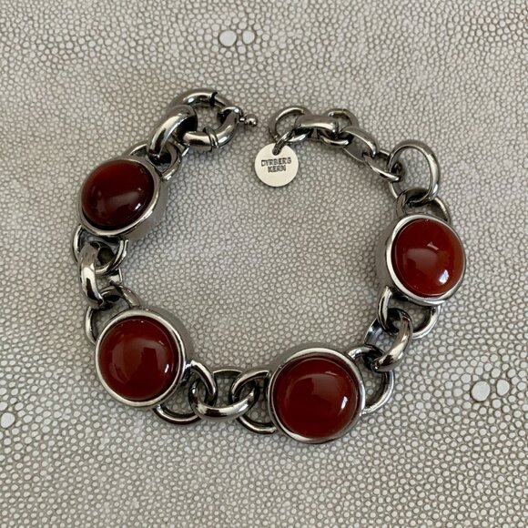 Dyrberg/Kern Christiane genuine Carnelian chain link bracelet - Picture 3 of 8